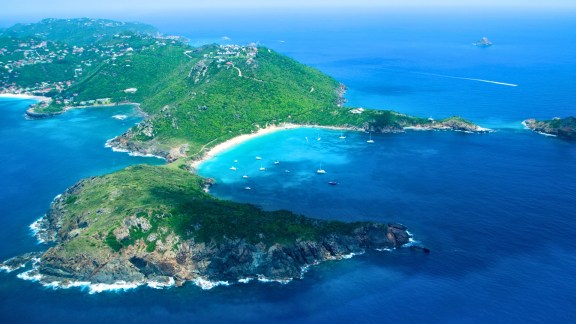Aerial view of Colombier Bay, St Barts