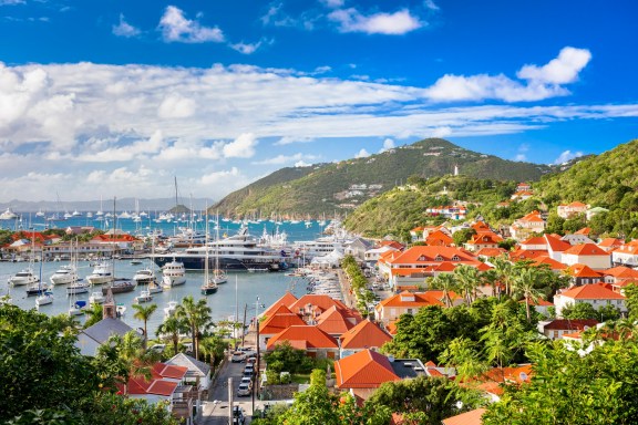Gustavia, St. Barths town skyline at the harbor.